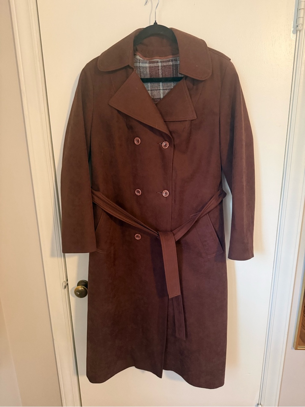 Vintage hand made Chocolate Brown Double-Breasted Women's Trench Coat